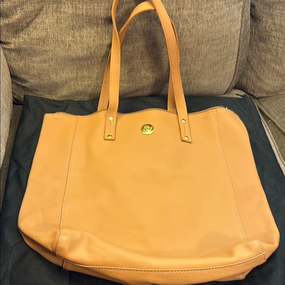 Tan Leather Tote Bag